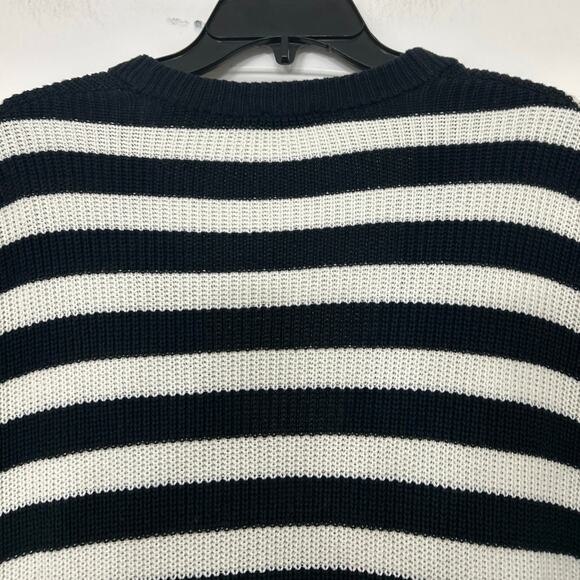 Cabi Whistle Navy Blue & White Striped Long Line Cardigan Sweater Small Coastal - Picture 9 of 11